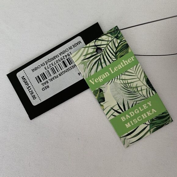 NWT Badgley Mischka Crossbody Bag Red Diamond Quilted Pearls Vegan Leather Glam - Picture 13 of 13